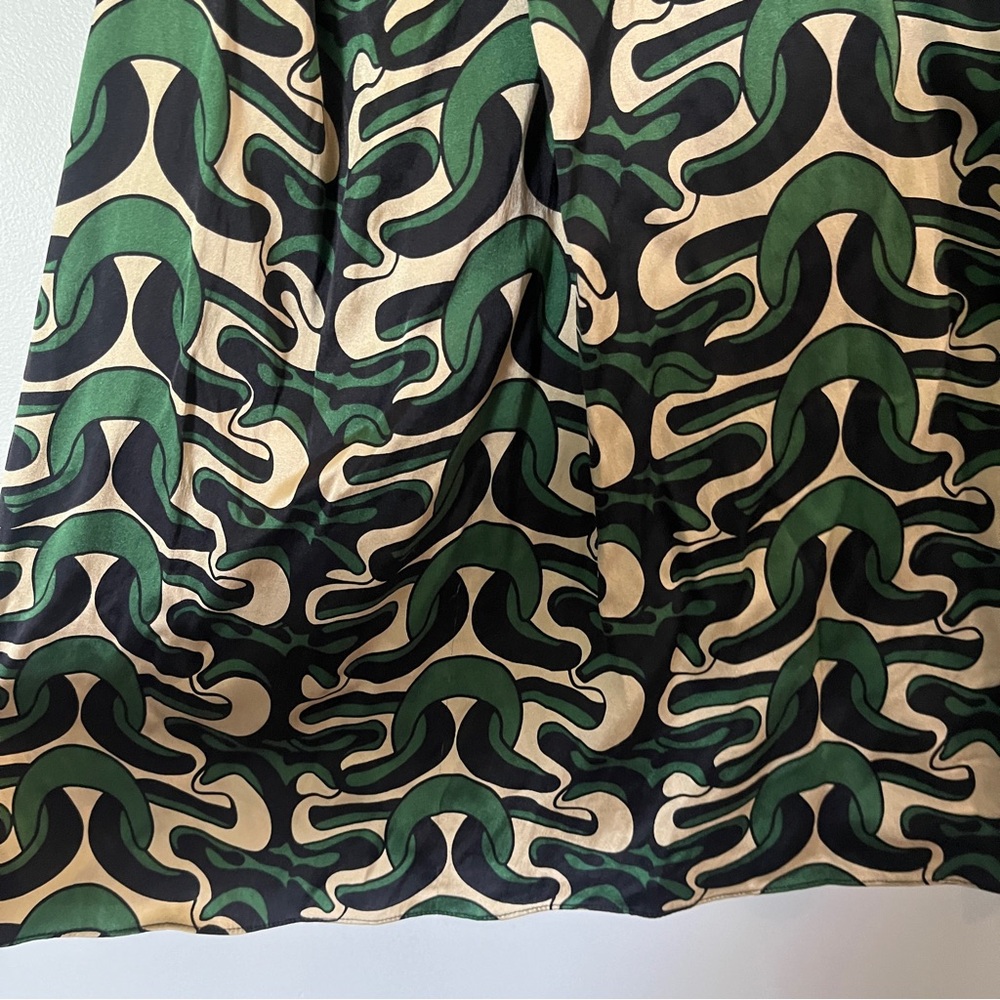 VTG Diane Von Furstenberg Dress Size 6 Steffi Chain Link Silk Empire Green Black - Picture 7 of 12
